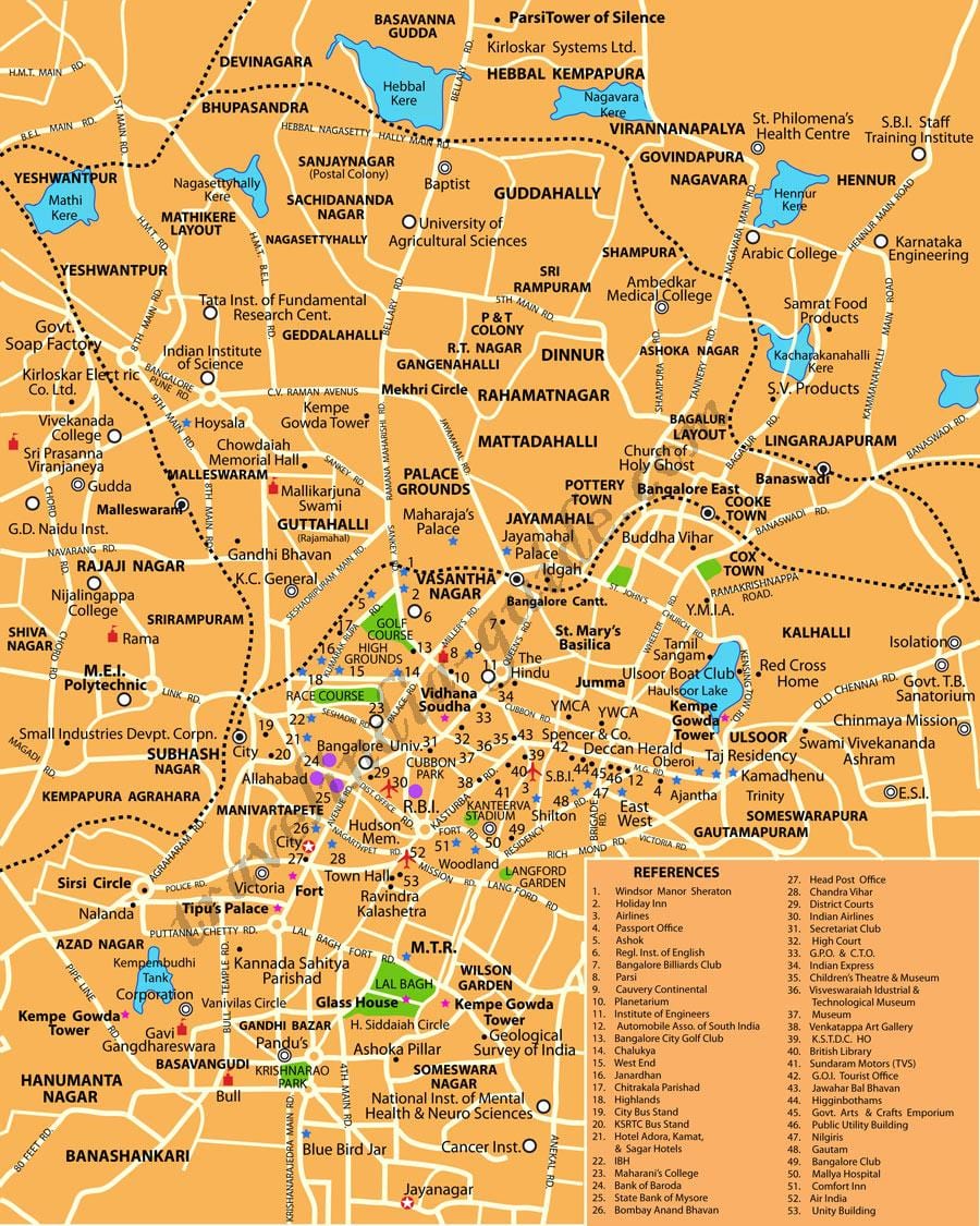 Banglore ਯਾਤਰੀ ਸਥਾਨ ਨਕਸ਼ਾ