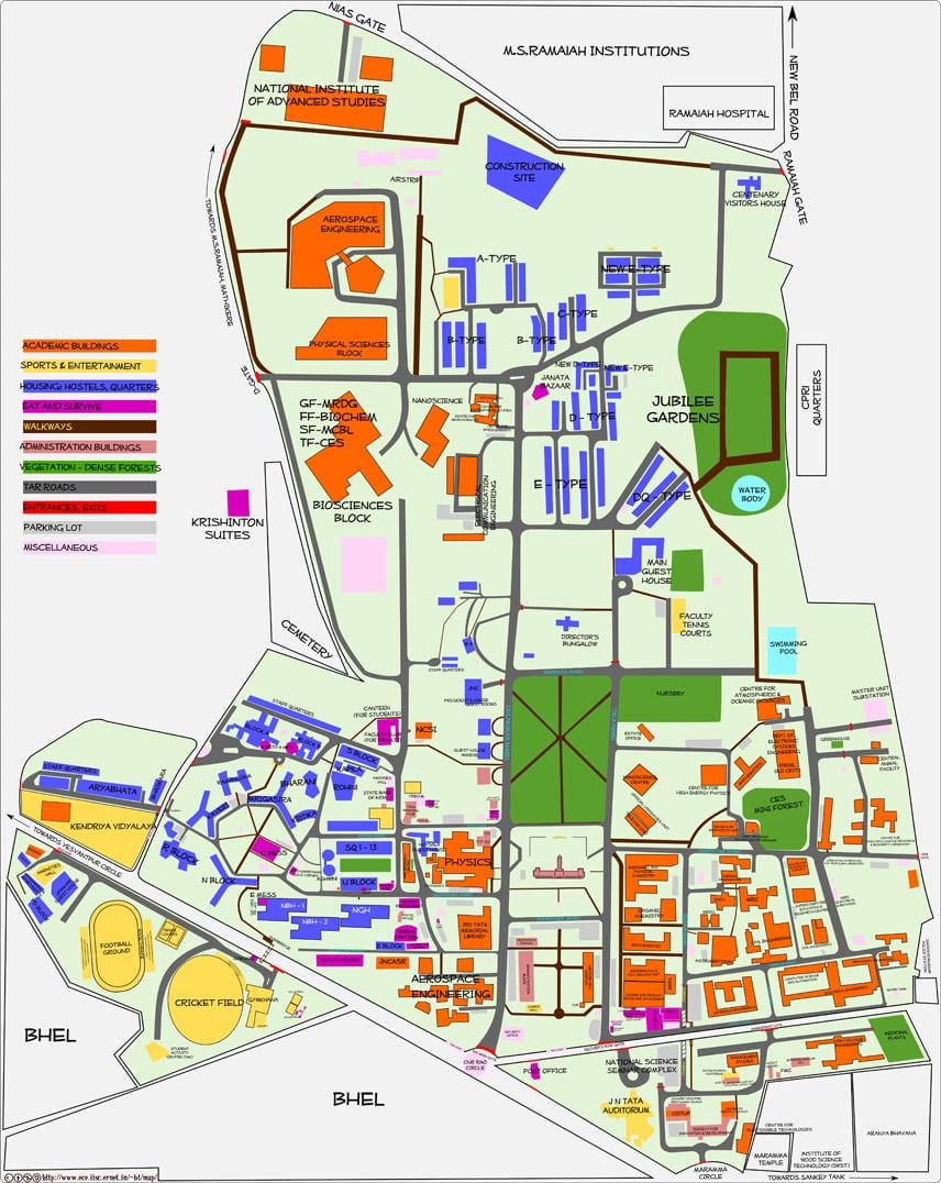 ਨਕਸ਼ਾ ਦੇ IISC ਬੰਗਲੌਰ